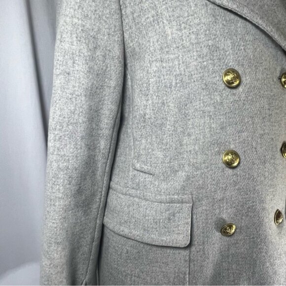 J. Crew Double Breasted Stadium Cloth by Nello Gori Pea Coat Light Gray Size 14 - Picture 5 of 11